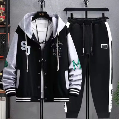 Men's Hooded Tracksuit Set Hoodie Jogger Pants 2 Piece Fashion Sports Wear Korean Popular Clothes Men Plus Size Men's Clothing