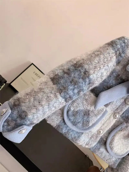 Completi Autunno Inverno Abbigliamento per Bambini Spessi Completo Principessa per Bambini 2 Pezzi Moda Bambina Cappotto Blu Caldo + Gonna A Plisse Eleganza Caldo