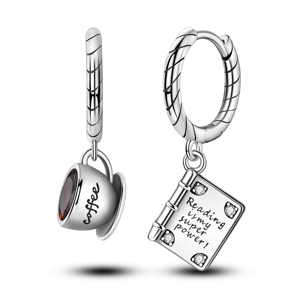 Orecchini a cerchio originali in argento 925 con stella, luna, trifoglio e farfalla con zirconi, perfetti per la creazione di gioielli e come regali di nozze per donne e ragazze.