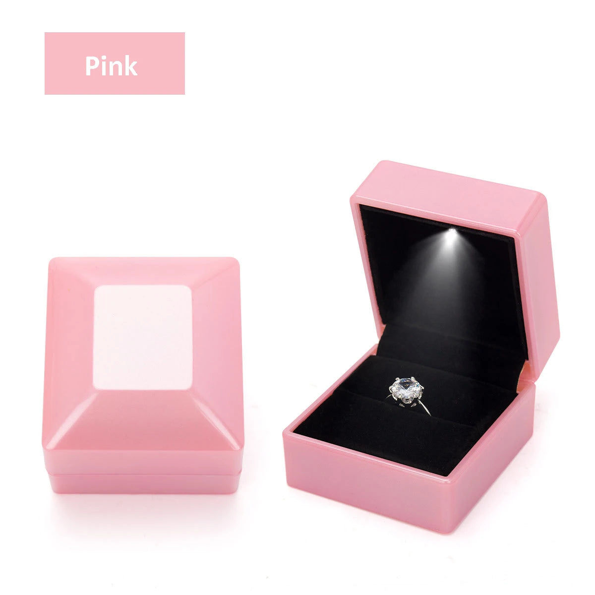 Scatola portagioie a LED con anello, porta orecchini di lusso con corona, ciondoli, espositore per proposta di matrimonio, scatola regalo, organizer per gioielli.
