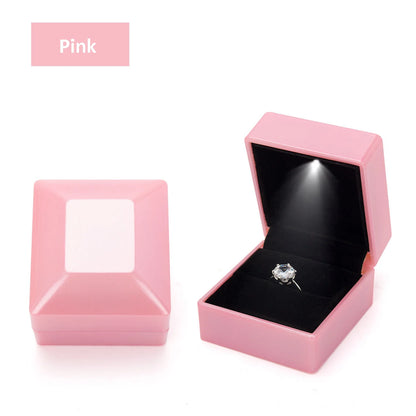 Scatola portagioie a LED con anello, porta orecchini di lusso con corona, ciondoli, espositore per proposta di matrimonio, scatola regalo, organizer per gioielli.