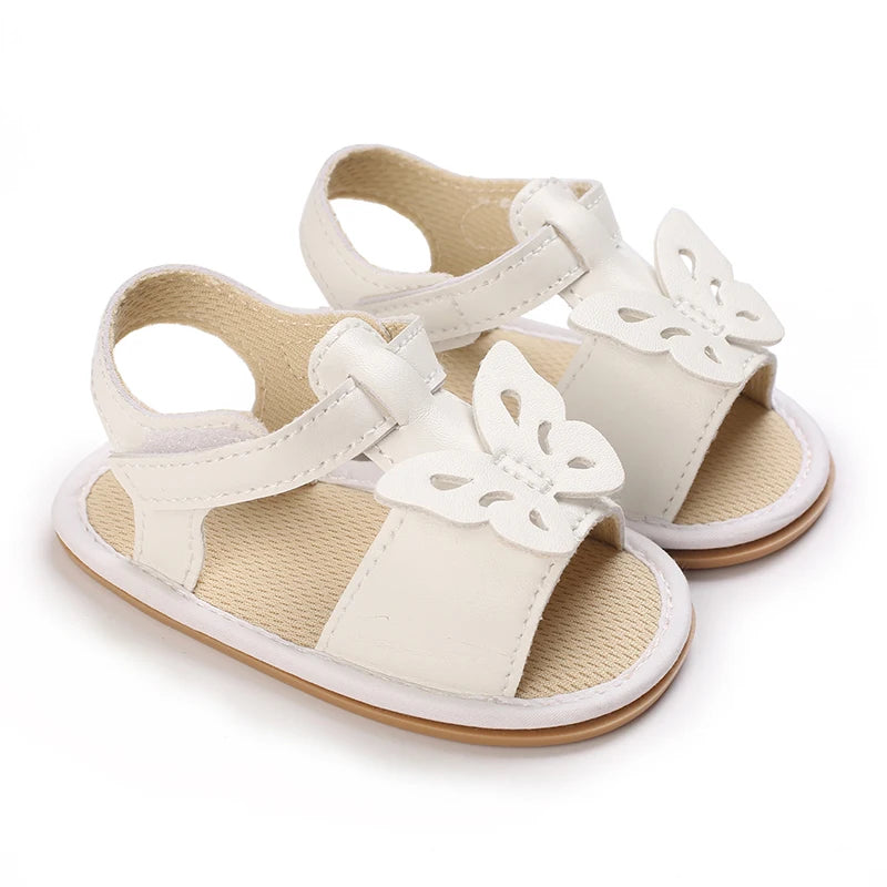 Sandali per bambina 0-12 mesi, primi passi estivi, bianchi, classici, con suola morbida, casual e alla moda.