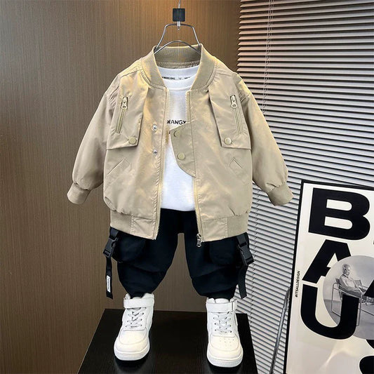 Giacche da baseball per ragazzi, abbigliamento per bambini, primavera autunno, cappotti con cerniera, tinta unita, antivento, capispalla, 2-10 anni