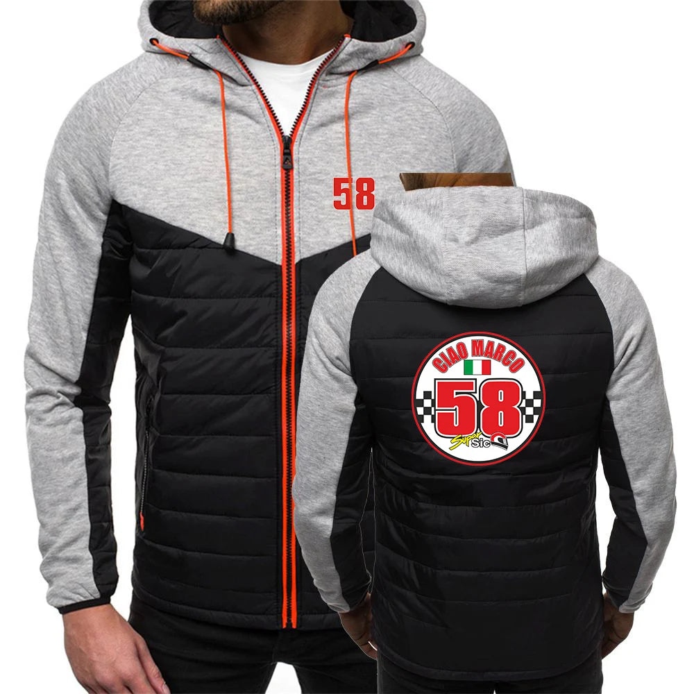 Felpe alla moda di tendenza 2025 Primavera e Autunno Giacca da uomo di design popolare Marco Simoncelli Super Sic 58 Logo Print Coat