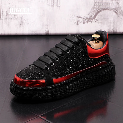 Sneakers di lusso con strass per uomo, scarpe casual con plateau stile punk hip hop, scarpe da ginnastica chaussure homme luxe marque A6