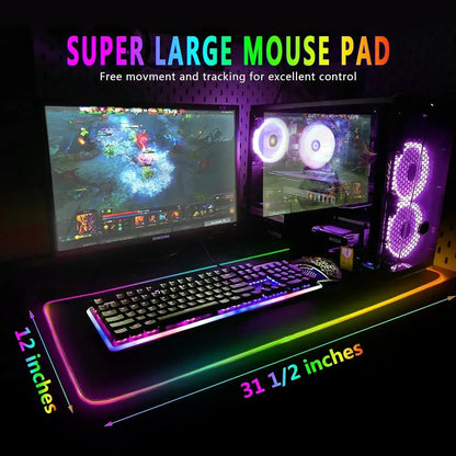 Tappetino per mouse RGB XXL F-Fortnite-E Tappetino per scrivania a LED Accessori per PC Gaming Tappetino per mouse grande Tappetino per tastiera da gaming per computer Tappetino per scrivania da gaming