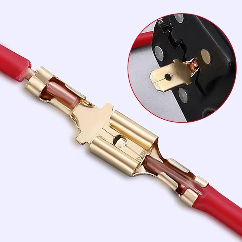 Insulated Male Female Wire Connector Tabs Set 2.8/4.8/6.3mm Electrical Crimp Terminals Brass Spade Terminal Connectors Kit