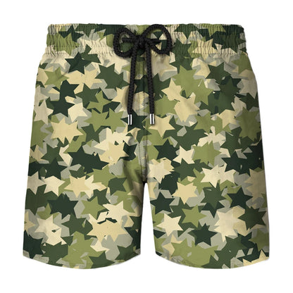 Pantaloncini sportivi da uomo con stampa 3D mimetica per cosplay, ideali per attività all'aperto, corsa, spiaggia, traspiranti, con elastico in vita.