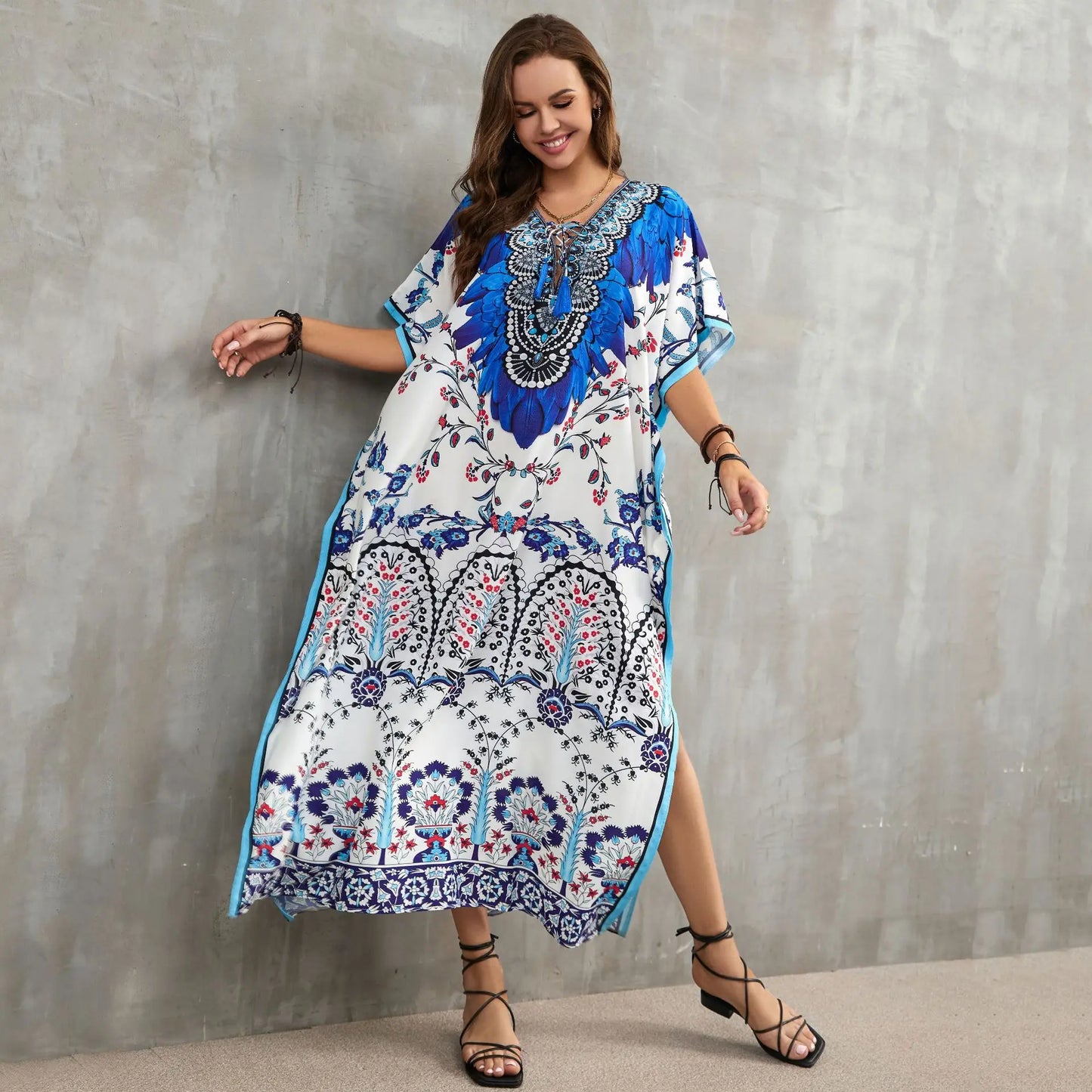 Women's Clothing Kaftan Dresses for Women Plus Size Bathing Suit Cover up Caftan Maxi Beach Dresses