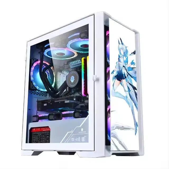 PC da gaming AOTESIER con CPU Core i7, 16 GB di RAM, SSD HD4600 da 256 GB, formato ATX/ITX/M-ATX, pannello laterale a vista completa e frontale in vetro temperato.