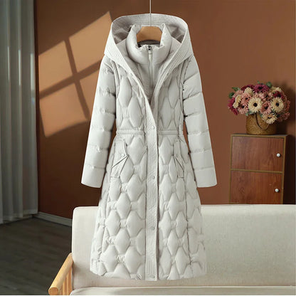 2025 Fashion Winter Long Parkas Women's Down Cotton-padded Jacket Detachable-sleeve Coats Thicken Warm Overcoat Hooded Outerwear