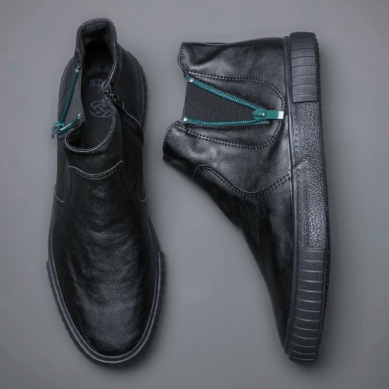 Nuove scarpe da uomo in pelle alla moda, modello alto casual, stile coreano, mocassini resistenti all'usura, scarpe di design per il tempo libero, vulcanizzate SS21827
