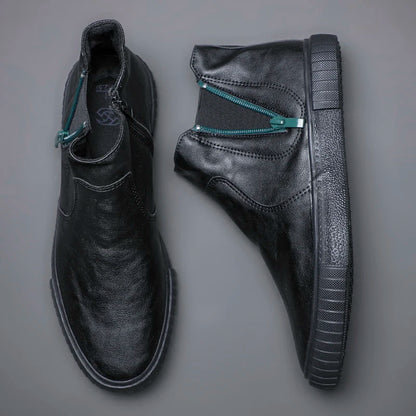 Nuove scarpe da uomo in pelle alla moda, modello alto casual, stile coreano, mocassini resistenti all'usura, scarpe di design per il tempo libero, vulcanizzate SS21827