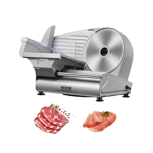 Affettatrice elettrica SucceBuy per carne e alimenti, con lama e protezione in acciaio inox SUS 420, spessore regolabile, per uso domestico.