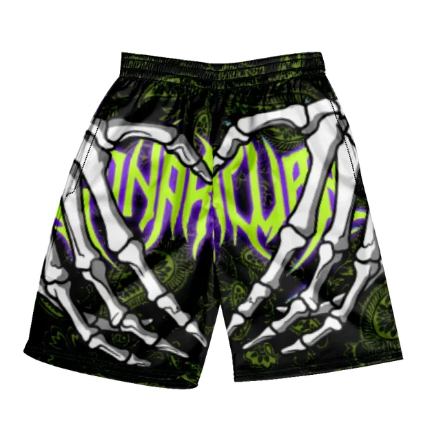 Pantaloncini da spiaggia classici estivi 2024 con teschio, nuovi modelli alla moda con stampa di mano scheletrica, pantaloncini da palestra per uomo e donna, ad asciugatura rapida, pantaloncini da ghiaccio.