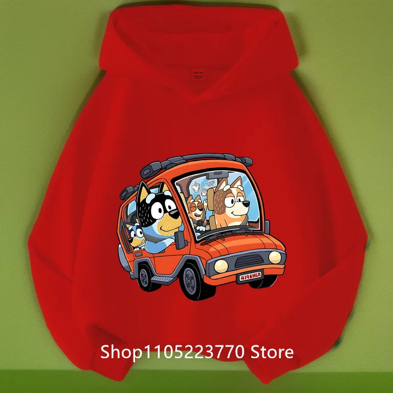 Felpa con cappuccio Bluey per bambini dai 4 ai 14 anni, autunno/inverno, calda e accogliente, con stampa di cartoni animati e anime, ideale per maschietti e femminucce.