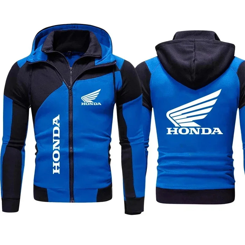 Felpa con cappuccio Honda, giacca da motociclista, felpa con stampa logo Honda Wing, pullover, giacca da motociclista alla moda, abbigliamento da uomo, felpa con cappuccio e cerniera personalizzata