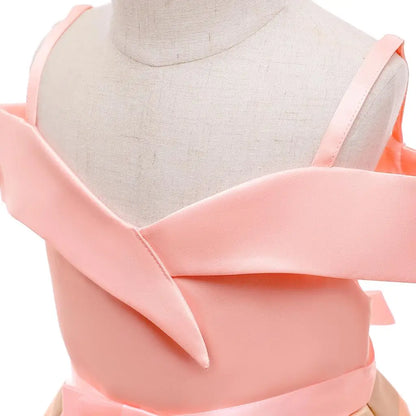 Abito estivo casual da principessa per bambine, ideale per Capodanno, matrimoni, feste di compleanno, senza maniche, in tulle arricciato.