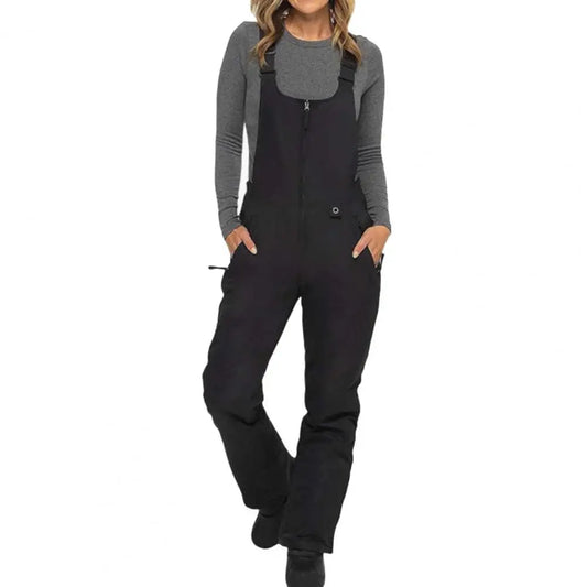 Insulated Ski Pants Unisex Jumpsuit Waterproof Ski Bib Overalls with Zip-up Front Closure Windproof Winter Snowboarding Pants