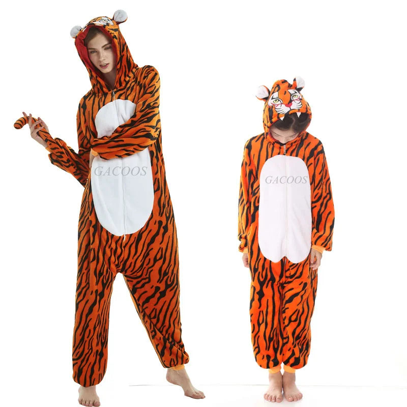 Set di pigiami Kigurumi per bambini e bambine, pigiami panda unicorno per donne, pigiami pigiama tutina gatto per adulti, pigiami invernali caldi per bambini