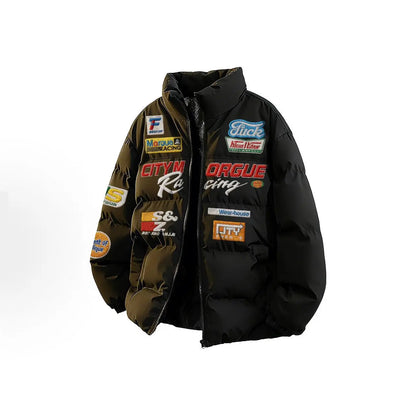 Warm cotton embroidery jackets men top quality trendy loose collar thick coat men winter harajuku casual jacket for couples