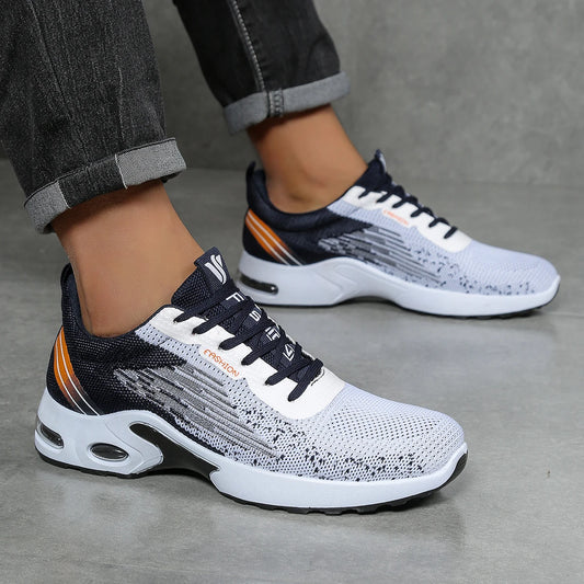 Scarpe da corsa da uomo traspiranti con lacci, scarpe casual in mesh intrecciato fei, scarpe da uomo comode con ammortizzazione ad aria, spedizione gratuita