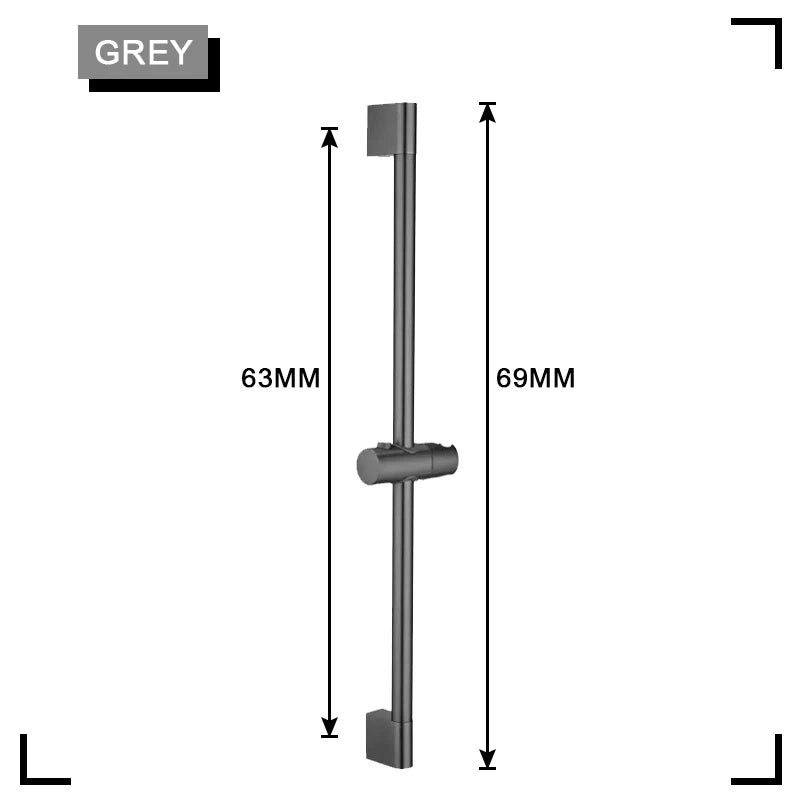 Black Shower Column Set Bathroom Accessories Shower Head  Wall Mount Slider Adjustable Shower Head Rail Lift Slide Mount