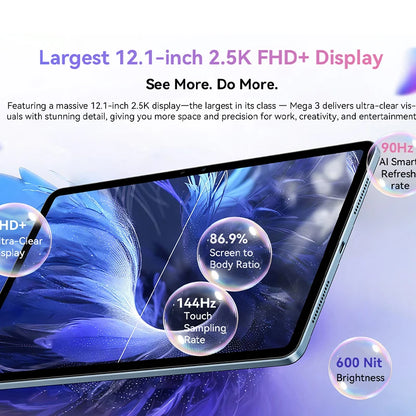 Nuovo tablet Blackview MEGA 3 12,1" Display 2.5K 90Hz Android 15 8800mAh Ricarica rapida 33W 12GB 256GB Fotocamera da 50MP
