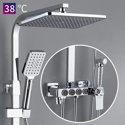 Piano Digital Display Thermostatic Bathroom Shower Set Hot Cold Brass Bathroom Faucets Accessories Digital Piano Shower System