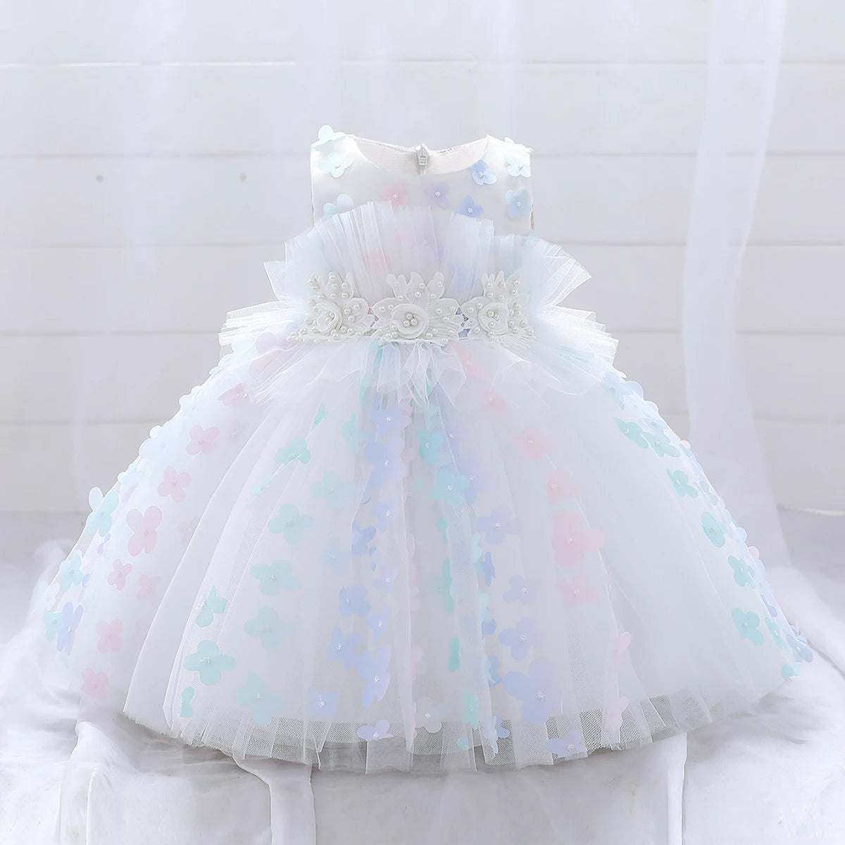 Abiti da sposa bianchi estivi per bambine, neonate, battesimi, primo compleanno, abito da principessa con fiocco e pizzo, abbigliamento da festa per bambine