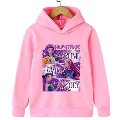 Felpa con cappuccio Kpop cacciatore di streghe per bambini, ragazze, ragazzi, primavera-autunno, giacca dojo originale street, autunno-inverno