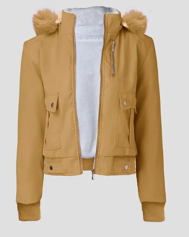 Giacca da donna corta Streetwear Moda versatile Casual Cerniera Spessa Maniche lunghe Cappotti con cappuccio per donna 2024 Autunno/Inverno