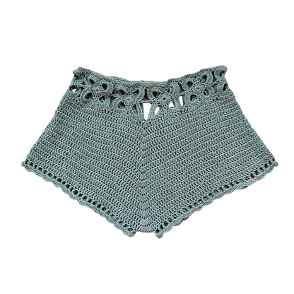 Pantaloncini da spiaggia da donna in maglia all'uncinetto con ritagli, pantaloncini da spiaggia estivi con coulisse, stile streetwear.