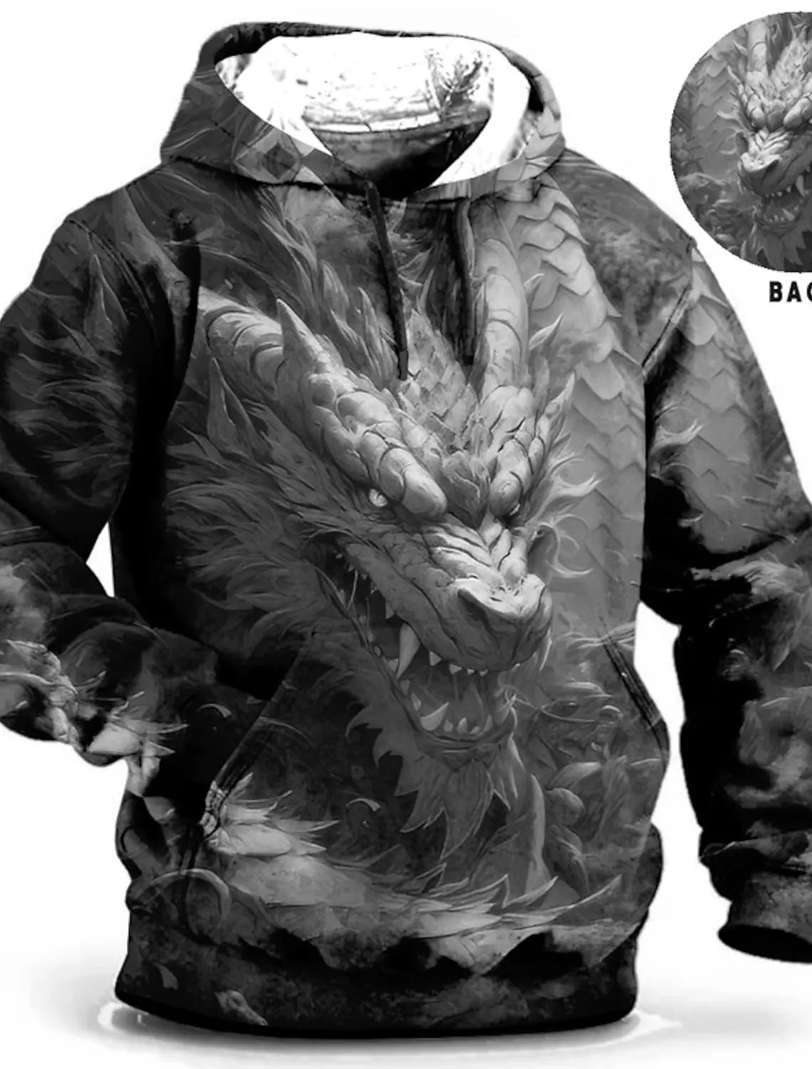 Felpa con cappuccio da uomo con stampa grafica di drago per il Capodanno cinese, stampa animalier, classica casual, pullover 3D, streetwear, maniche lunghe.
