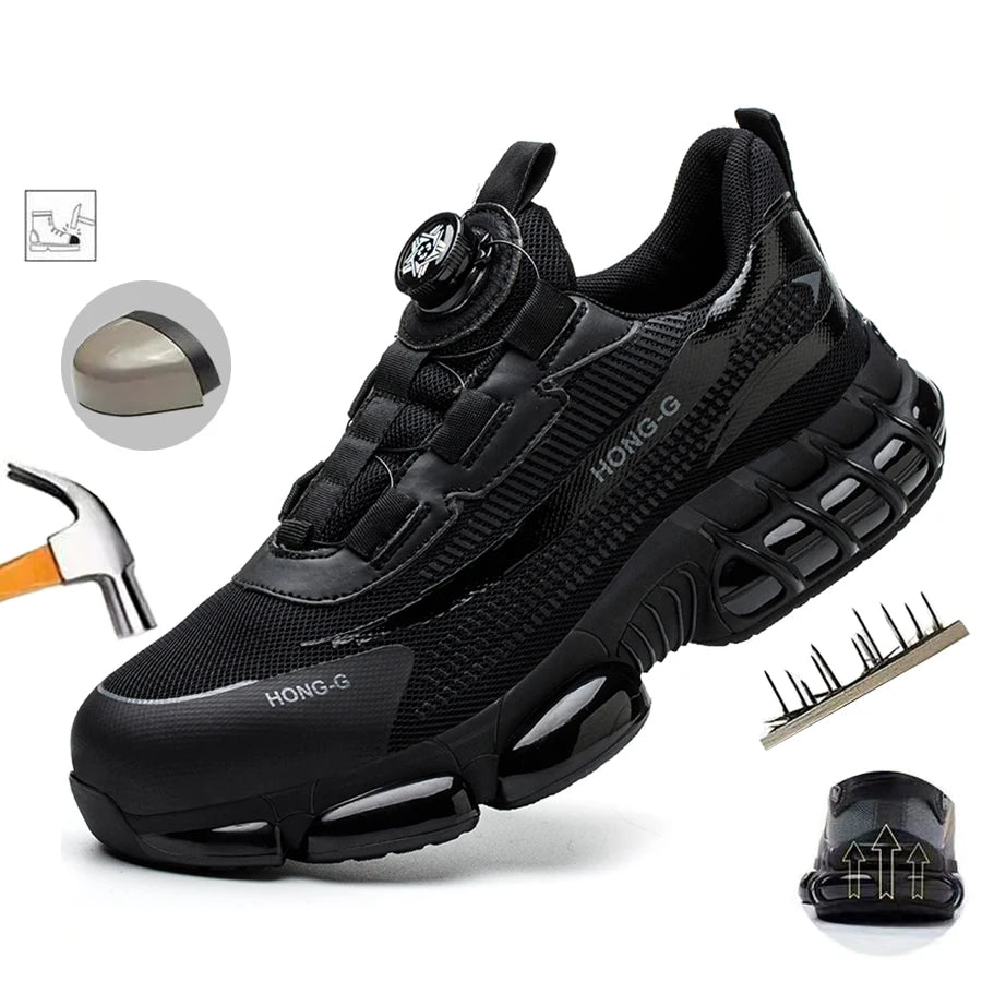 Scarpe antinfortunistiche indistruttibili con puntale in acciaio, antiscivolo, resistenti all'abrasione, scarpe da lavoro da uomo, robuste e comode.