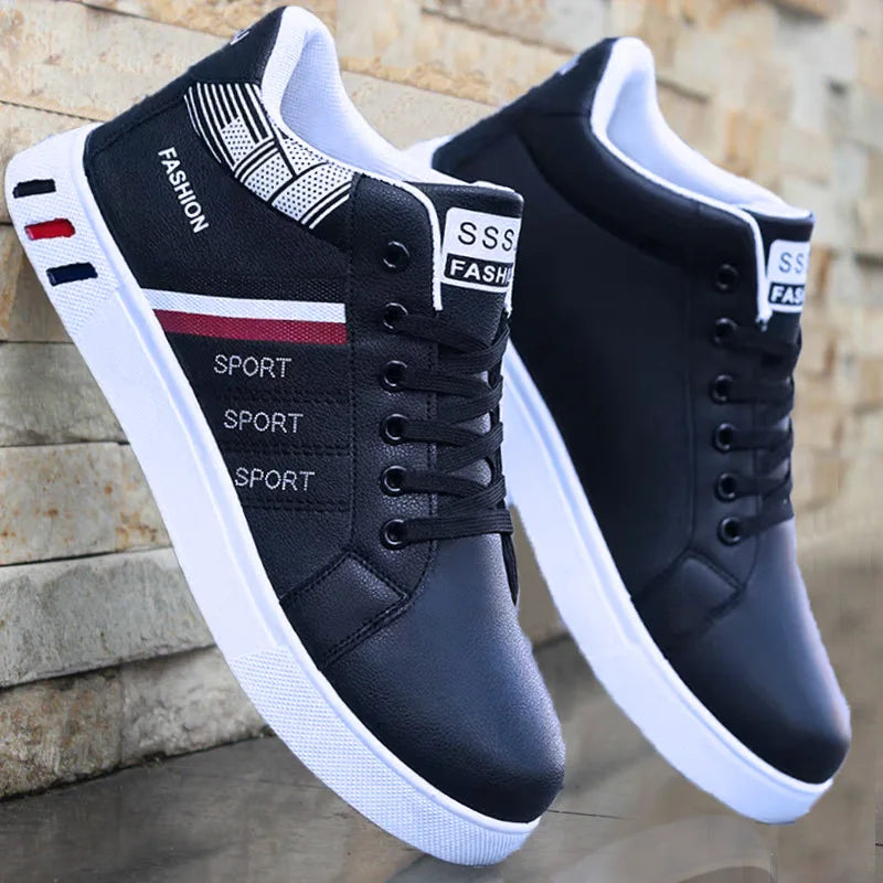 Sneakers vulcanizzate nere da uomo, scarpe basse comode con lacci, Zapatillas Hombre, sneakers alla moda autunno/primavera, taglie forti 39-48