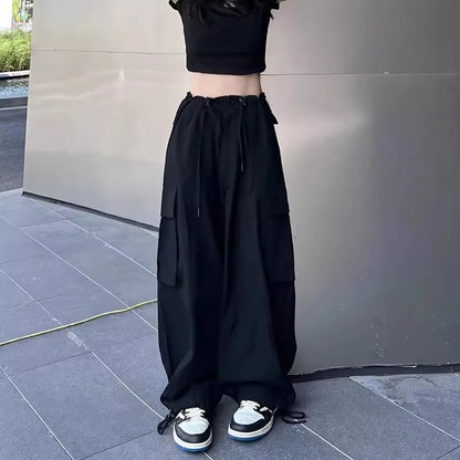 Pantaloni da lavoro American Sle a vita alta e gamba larga, casual estivi, nuovi, larghi e snellenti, sportivi da donna