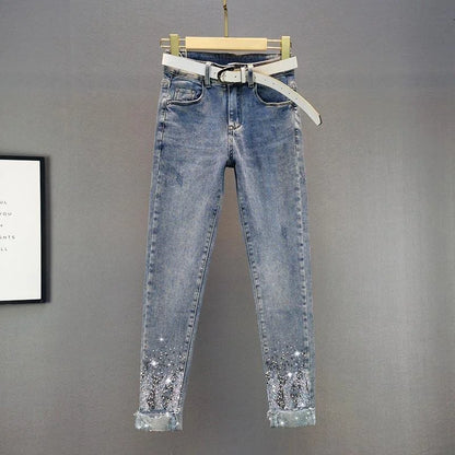 Nuovi jeans a vita alta da donna, modello slim, con fori audaci, in denim, pantaloni casual da cowboy, pantaloni da donna.