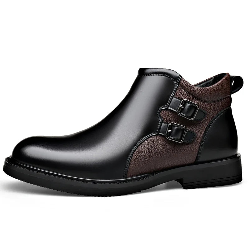 Nuovi stivaletti da uomo in pelle di vacchetta, modello autunno/inverno, alla moda, casual, con fibbia, eleganti, stivali Chelsea britannici da uomo.