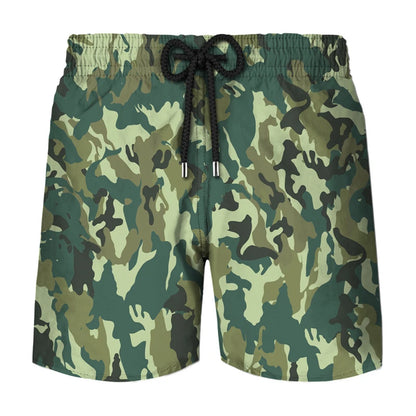 Pantaloncini sportivi da uomo con stampa 3D mimetica per cosplay, ideali per attività all'aperto, corsa, spiaggia, traspiranti, con elastico in vita.