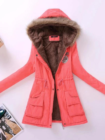 Qpipsd 2025 New Autumn Winter Women Cotton Jacket Padded Casual Slim Coat Emboridery Hooded Parkas Wadded Warm Overcoat