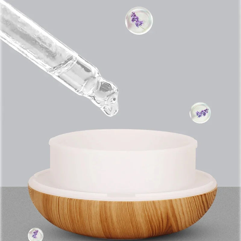 Aromatherapy Essential Oil Diffuser 350ML Wood Grain Remote Control Ultrasonic Air Humidifier Cool with 7 Color LED Light