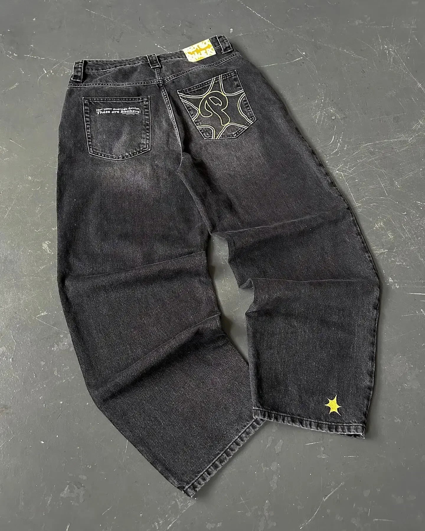 2024 Nuova tendenza americana 2024 Jeans larghi con ricamo hip-hop retrò per uomo e donna Y2K Harajuku Gothic Streetwear
