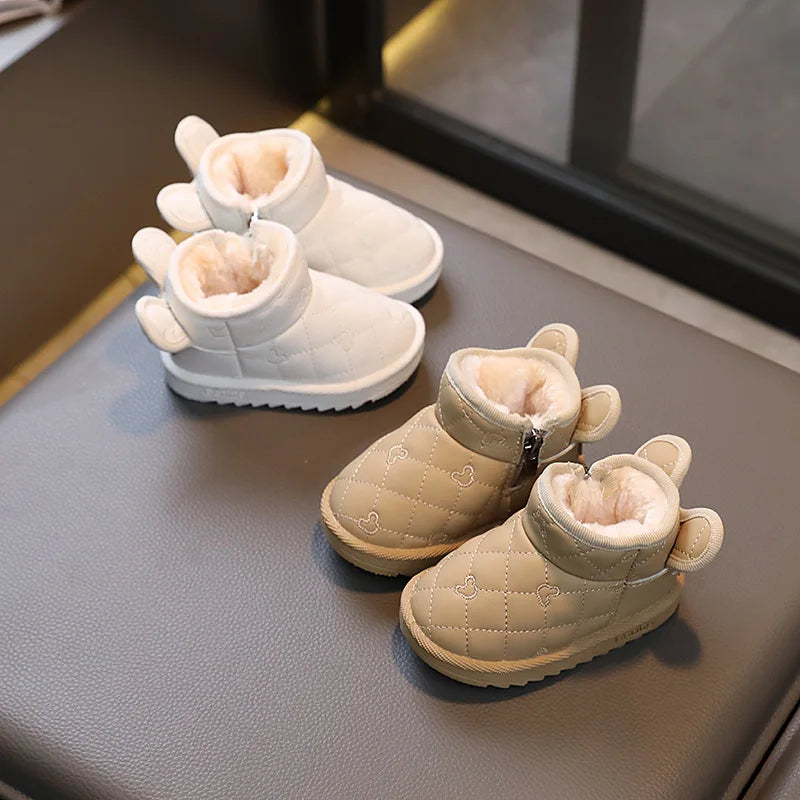 Promozione Stivali invernali 2025 manica Nuovi stivali da neve caldi per bambini Scarpe in cotone con paillettes Stivali da bambino extra in pile per studenti