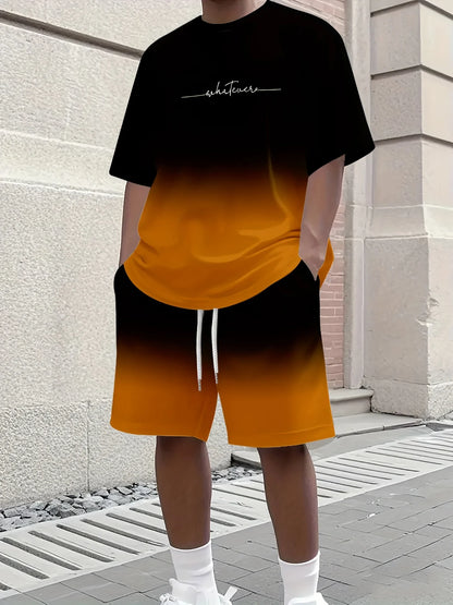 Completo estivo casual da uomo composto da t-shirt e pantaloncini 2026, abbigliamento sportivo taglie forti, t-shirt a maniche corte, pantaloncini con coulisse e tasca.