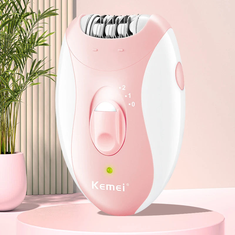Kemei Women Epilator Electric Hair Removal Facial Body Lady Bikini Legs Arms Armpit Hair Remover Underarms Rechargeable