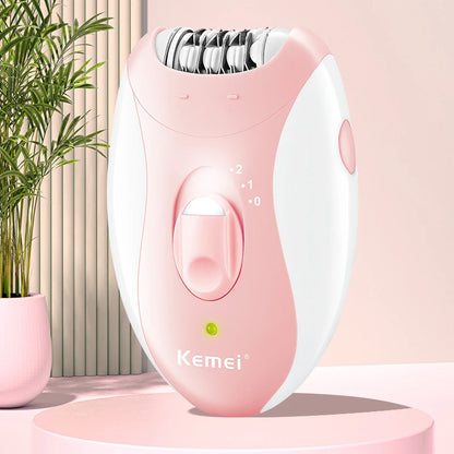 Kemei Women Epilator Electric Hair Removal Facial Body Lady Bikini Legs Arms Armpit Hair Remover Underarms Rechargeable