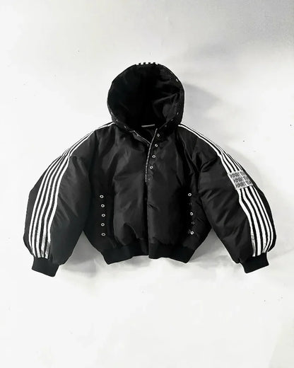 Y2k new women warm cotton-padded jacket American winter new striped button coat Harajuku vintage street wear loose couple jacket