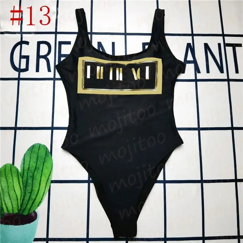 The 2025 high-waisted bikini letter print swimsuit is the latest V-neck swimsuit for women in summer