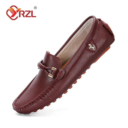Mocassini YRZL da uomo, scarpe casual in pelle, mocassini traspiranti slip-on, colore rosso vino, taglia grande 48, scarpe da guida da uomo